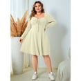 thumbnail image 4 of Womens Casual Plus Size Square Neck Long Sleeve Ribbed Swing Dress  XXL, 4 of 8