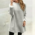 thumbnail image 2 of Long Sleeve Sweatshirt Skirt for Women Lined Crew Neck Solid Tops 2025 Fall Fashion Clothes Winter Pullover with Pockets Loungewear Tops (GY1, XL), 2 of 8