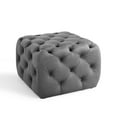 thumbnail image 3 of Tufted Accent Chair Ottoman, Square, Velvet, Grey Gray, Modern Contemporary Urban Design, Living Lounge Room Hotel Lobby Hospitality, 3 of 7