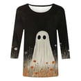 thumbnail image 4 of PNTUTB Women's 3/4 Sleeve Round Neck Halloween Printed Casual Fashion Top, 4 of 6