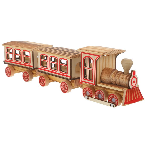unbranded Wooden Train Decoration Desktop Decorations Child Office Light Brown