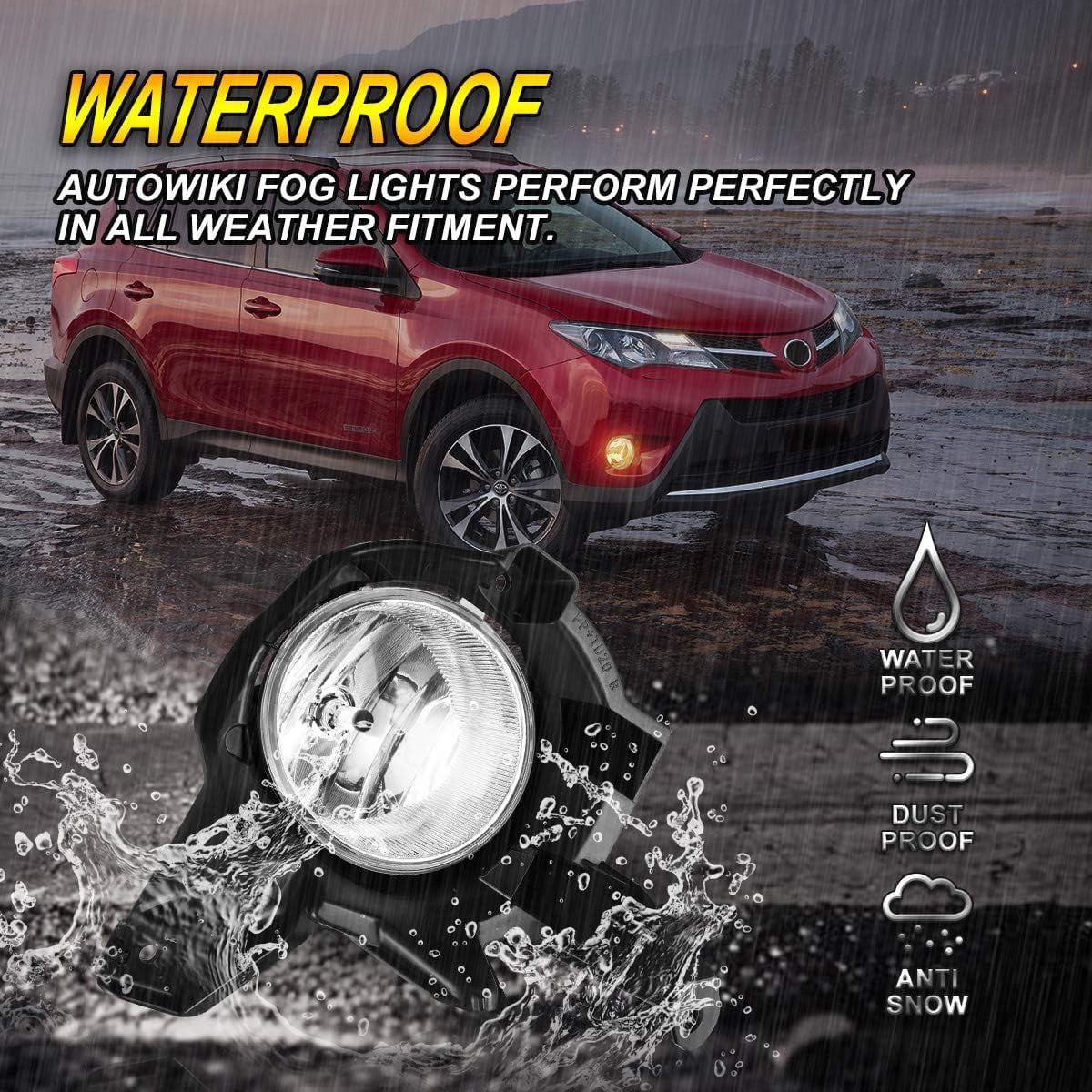 Fog Lights Assembly for Toyota RAV4 2013 2014 2015,OEM Replacement Fog Lamps Clear Lens with Bulbs-H16 12V 19W