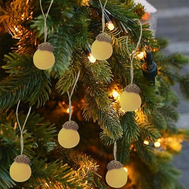 Juego de 10 bellotas de fieltro de lana natural, adornos de bellotas de fieltro, decoración de otoño para Acción de Gracias y Navidad, adornos de bellota de alta calidad, para el hogar y la