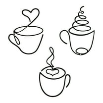 3 Pieces Coffee Cup Metal Wall Art Wire Coffee Bar Hanging Decor Cafe Themed Vintage Rustic Metal Sign for Kitchen Restaurant Shop Home Office Accessories