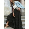 thumbnail image 2 of Women'S Long Maxi Tulle Skirts A Line Ruffle High Waisted Tiered Layered Mesh Tutu Skirt Petticoat Black XL, 2 of 6