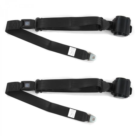 SafeTBoy Standard 3 Point Black Retractable Bucket Seat Belt Kit for Jeep Cherokee 1984-2001 - 2 Belts