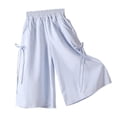 thumbnail image 3 of Gubotare Baby Bottoms Boy Toddlers and Baby Girls' Cotton Linen Wide Leg Pull-on Pant with Ruffles 1T 2T (Light Blue,1-2 Years), 3 of 4