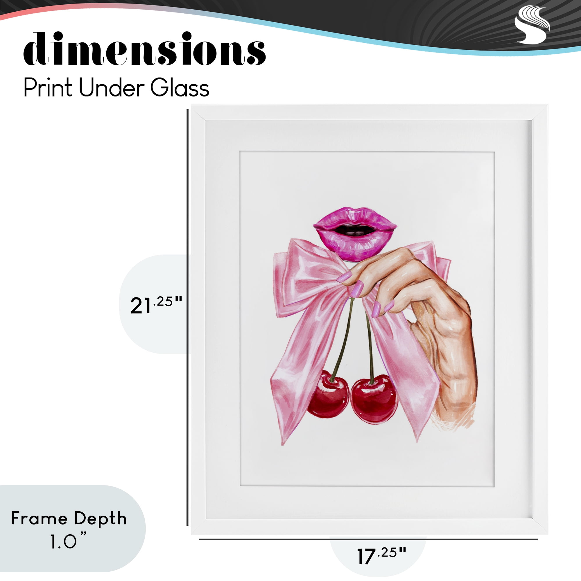Stupell Industries Lips & Feminine Cherries White Framed Print Under Glass, design by Ziwei Li
