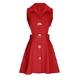 thumbnail image 4 of Uscallm Women Summer Plus Size Sleeveless Button Down Hollow Out A Line Mini Dresses Casual Chic Boho Beach Vacation Swing Flowy Sundresses, Red 3XL, 4 of 8