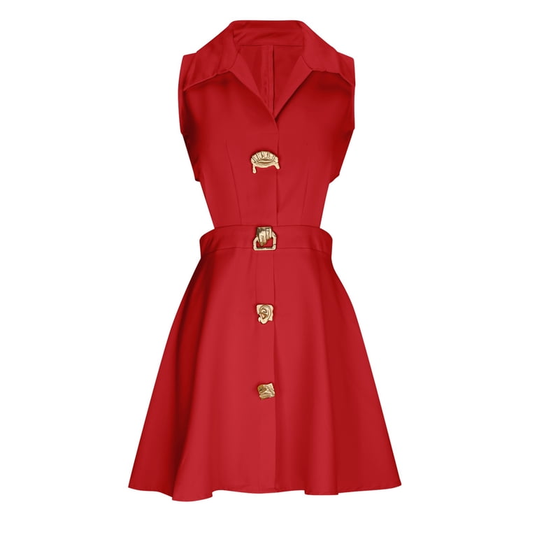 red a line mini dress casual THDHVS Women's Dresses,Sleeveless Waist Fitted Slim Fit Elegant Casual Party Daily Wear,Summer Dresses for Women 2XL and breathable ClodeEU Women's Summer A-Line Sleeveless