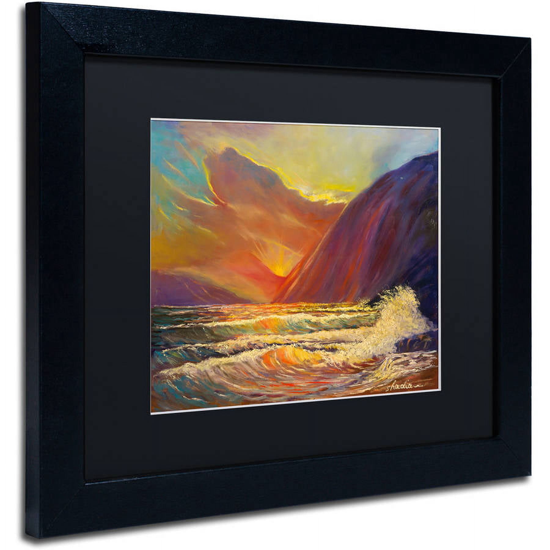 Trademark Fine Art "Hawaiian Coastal Sunset" Canvas Art by Manor Shadian, Black Matte, Black Frame