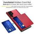 thumbnail image 4 of JiaheCover for Samsung S24 Ultra Case with Card Holder Dual Layer Shockproof Galaxy S24 Ultra Phone Case Hidden Card Slot Wallet Case Heavy Duty Rugged Case 5G,Red, 4 of 7