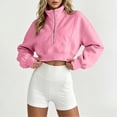 thumbnail image 5 of Gytharion Women's Plus Size Cropped Half-zip Sweatshirts Stand Collar Solid Color Soft Cozy Fashion Athleisure Pullover Tops Comfortable Basic Pullover Sweatshirts, 5 of 7