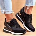 thumbnail image 3 of Basket Eva Glow Talons Compensés pour Femmes Plateforme Décontractée Lacets Chaussures pour Usage Quotidien, 3 of 4