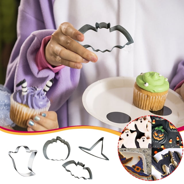 Sentmoon Aubaines du Jour Liquidation Prime Halloween Moule en Acier Inoxydable 4 de Gâteau Fondant Hauteur 2,5 cm Aubaines du Jour Ventes de Liquidation