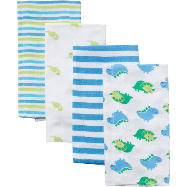 Gerber Prefold Diaper Burp Cloths, Boy Animal Print, 4 count