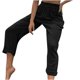 thumbnail image 5 of Pantalones largos de mujer, pantalones largos de pierna ancha informales a la moda de Color sólido divididos a media cintura sueltos sin cinturón elásticos Odeerbi ODB-2, 5 of 6