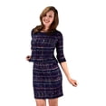 thumbnail image 3 of Peach Couture 3/4 Sleeves Chic Printed Work Business Party Sheath Slimming Dress, 3 of 7