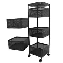 OUNONA 5 Tier Rotating Kitchen Storage Rack, Carbon Steel Vegetable Organizer Shelf, Black, Space Saving
