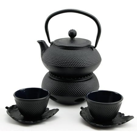 Hobnail Iron Teapot Set - Japanese Antique 24 Fl Oz Small Dot Cast Iron Teapot Tetsubin with Infuser, 2 Cups with Saucers and Teapot Warmer, Birthday gift idea for gift price (Best Japanese Cast Iron Teapot)