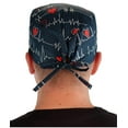 thumbnail image 3 of Navy Blue Heart Beat EKG Scrub Cap Hat, 3 of 3
