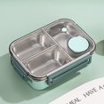 thumbnail image 1 of Stainless steel Lunch box for Adults Kids Students Portable Divided Bento Box with Tableware Leakproof Food Storage Containers Green 3Grids, 1 of 6
