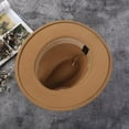 thumbnail image 5 of Fedora Hats for Women Belt Buckle Band Felt Soft Wide Brim Panama Hat Adjustable Fall Winter, 5 of 7