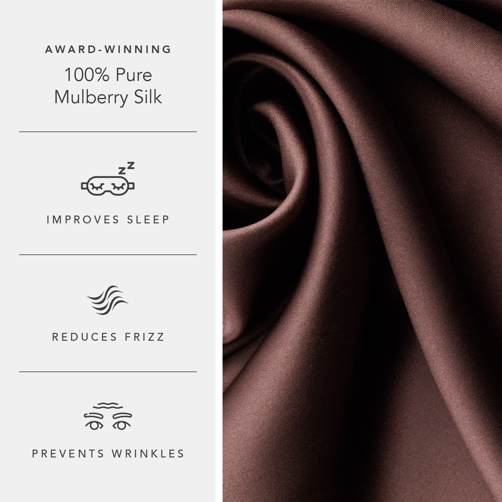 Fishers Finery 25mm 100% Pure Mulberry Silk Pillowcase Set (Chocolate, Queen, 2 Pack)