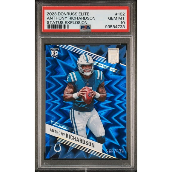 Graded 2023 Panini Donruss Elite Anthony Richardson #102 Status Explosion #/625 Rookie RC Football Card PSA 10 Gem Mint