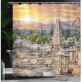 thumbnail image 4 of Ambesonne East Shower Curtain, Tower Building at Sunset, 69"Wx84"L, Orange Cream, 4 of 5