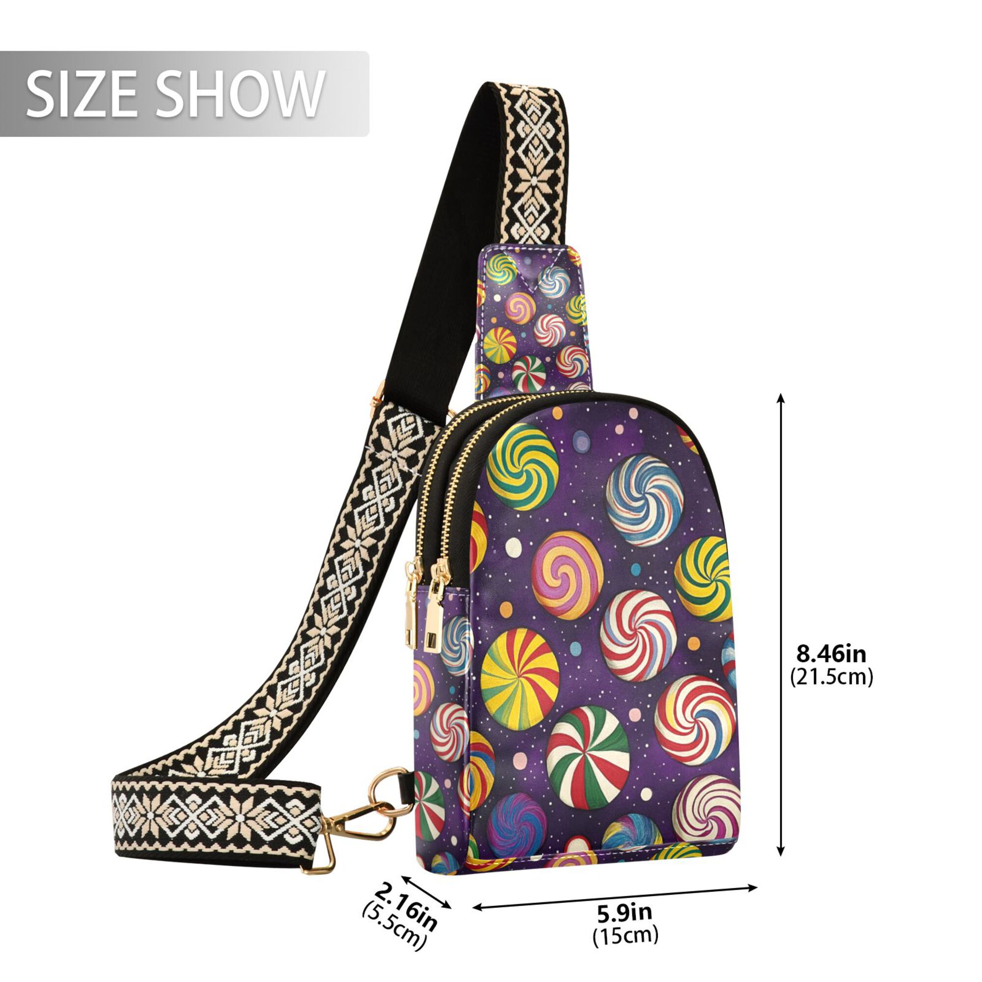 FORMRS Womens Crossbody Sling Bag Travel Daypack Shoulder Chest Backpack, Galactic Candy