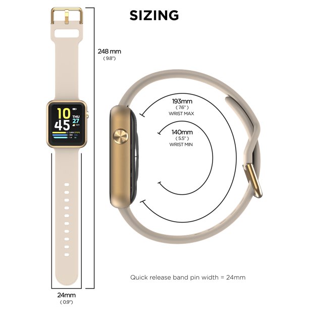 EGIZO TRS Smart Fit 3.5号 30g iTech Fusion 3 Unisex Adult Rectangular Smart Watch, Beige