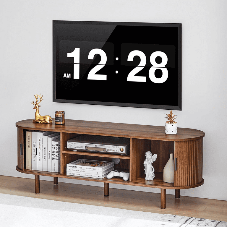 LEFHDA Tambour Door TV Stand, Mid Century Modern TV Cabinet and
