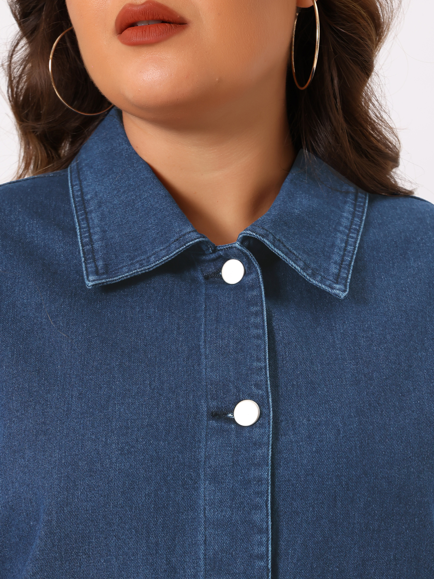 DARING DIVA Women's Plus Size Long Sleeve Vintage Denim Jacket 3X Dark Blue