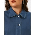thumbnail image 5 of DARING DIVA Women's Plus Size Long Sleeve Vintage Denim Jacket 1X Dark Blue, 5 of 6
