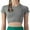 Grey, variant on Daznico Women's Seamless Workout Crop Tee, Round Neck Breathable Top for Yoga & Gym,S
