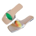 thumbnail image 1 of Bmisegm Ladies Summer Transparent Fruit Print Soft Bottom Square Toe Flat Bottom Beach Large Size Sandals Slippers Womens Sandals Summer Khaki 6.5, 1 of 9