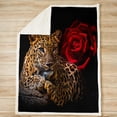 thumbnail image 3 of Rose Cheetah Fleece Throw Blanket Leopard Print Sherpa Blanket for Kids Boys Girls Romantic Red Rose Floral Plush Blanket Soft Decor 3D Animal Theme Fuzzy Blanket for Sofa Bed Couch, 40x50 Inch, 3 of 6
