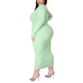 thumbnail image 2 of Women's Maxi Dress: Long Sleeve Bodycon Casual Spring Summer Dresses with V Neck Fruit Green 2XL, 2 of 3
