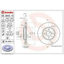 Brembo 09.5843.11 BRAKE ROTORS Fits select: 2012-2017 FIAT 500 POP