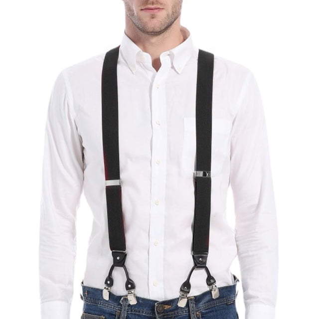 YAOBAMM Clothes Suspenders Men Suspenders Adjustable Quick Release Wear Resistant Non Slip with Heavy Duty Clips Multipurpose Polyester Y Back Suspenders