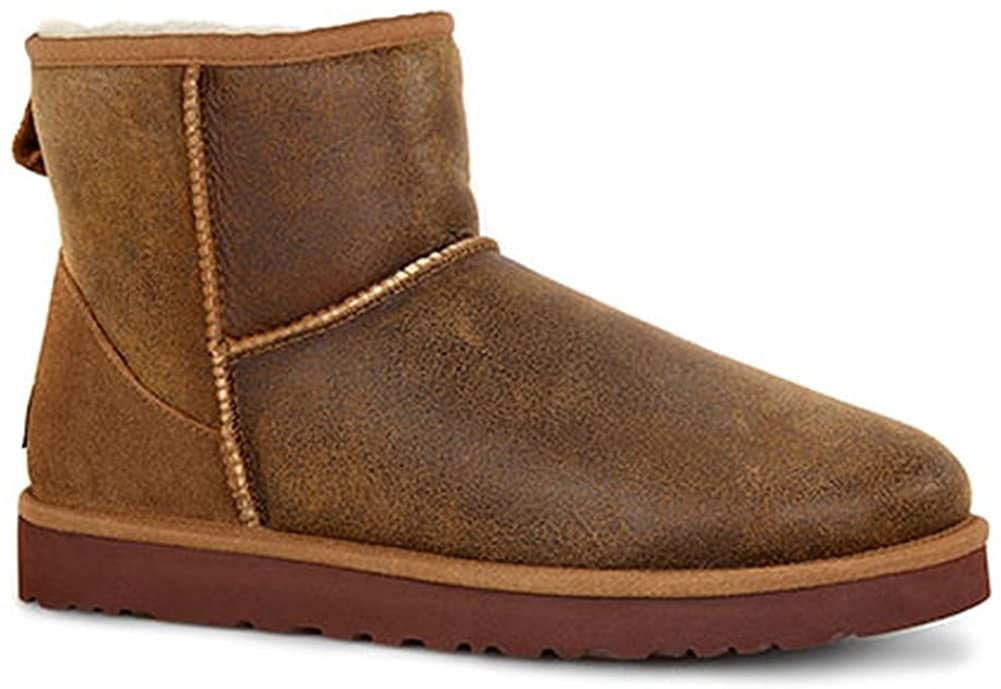 UGG Men's Classic Mini Winter Boot, Bomber Jacket Chestnut, 17 M US