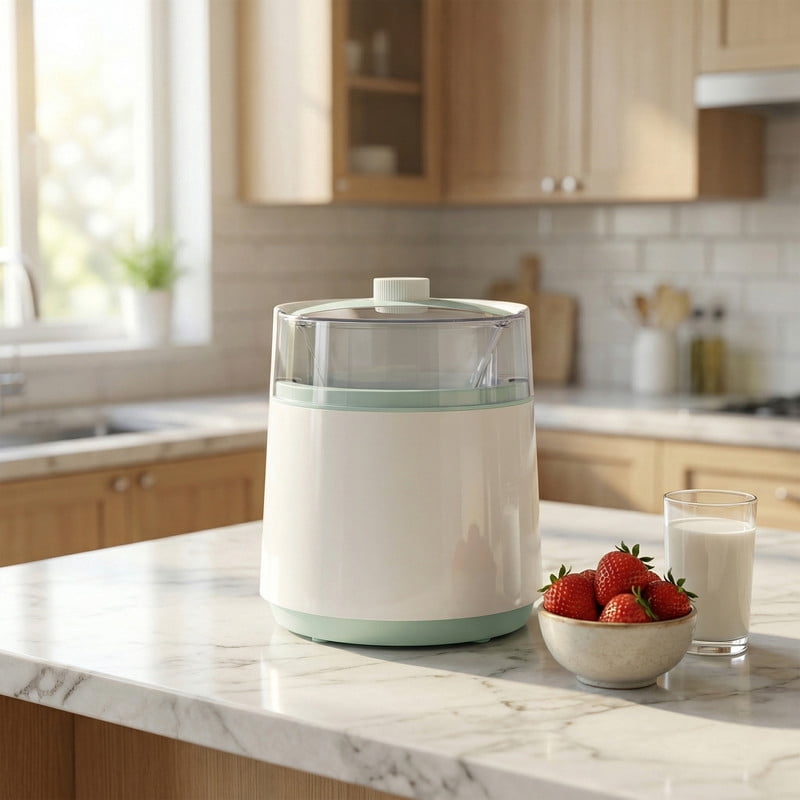 SUSLAS 0.8L Mini Ice Cream Maker Machine with Timer Knob, Compact Personal Ice Cream Maker for Homemade Gelato, Sorbet & Frozen Yogurt, Easy Operation, White & Green