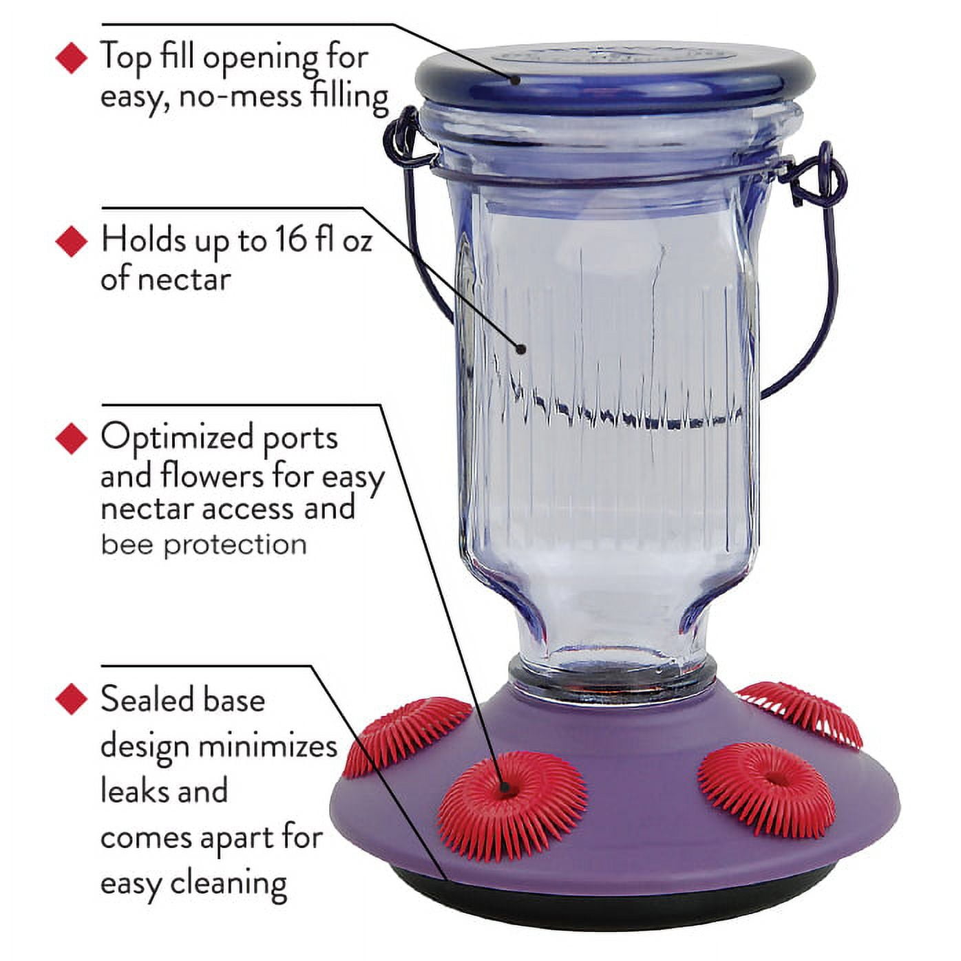 Perky-Pet Lavender Field Top-Fill Glass Hummingbird Feeder