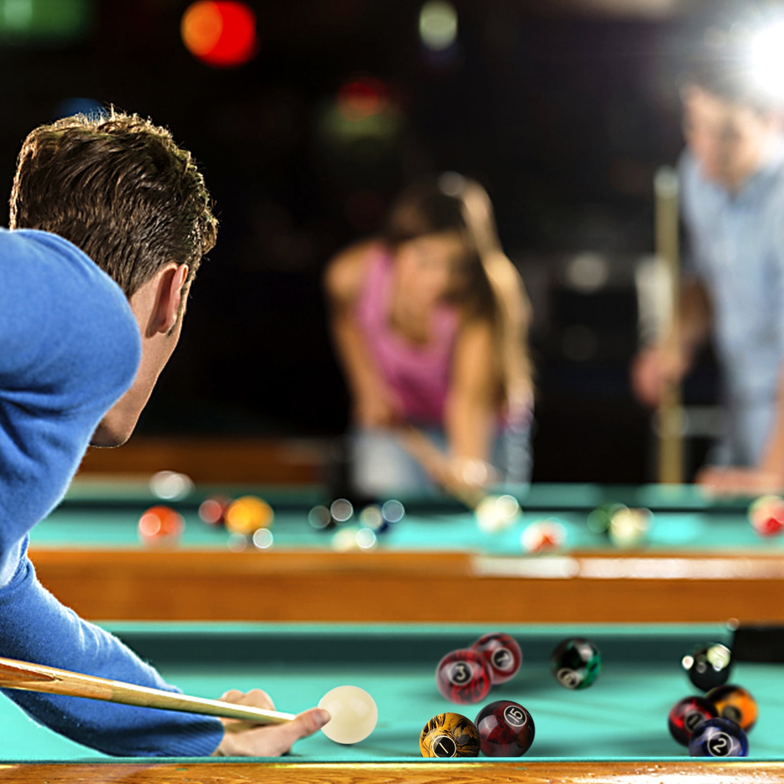 GSE Games & Sports Expert 2-1/4" Professional Regulation Size Billiard Pool Ball Set for Pool Table, Great for Game Rooms, Bars - Black Marbelite Swirl Style