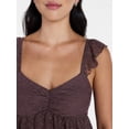 thumbnail image 4 of Madden NYC Floral Lace Babydoll Top with Flutter Sleeves, Sizes XXS-XXL, 4 of 5