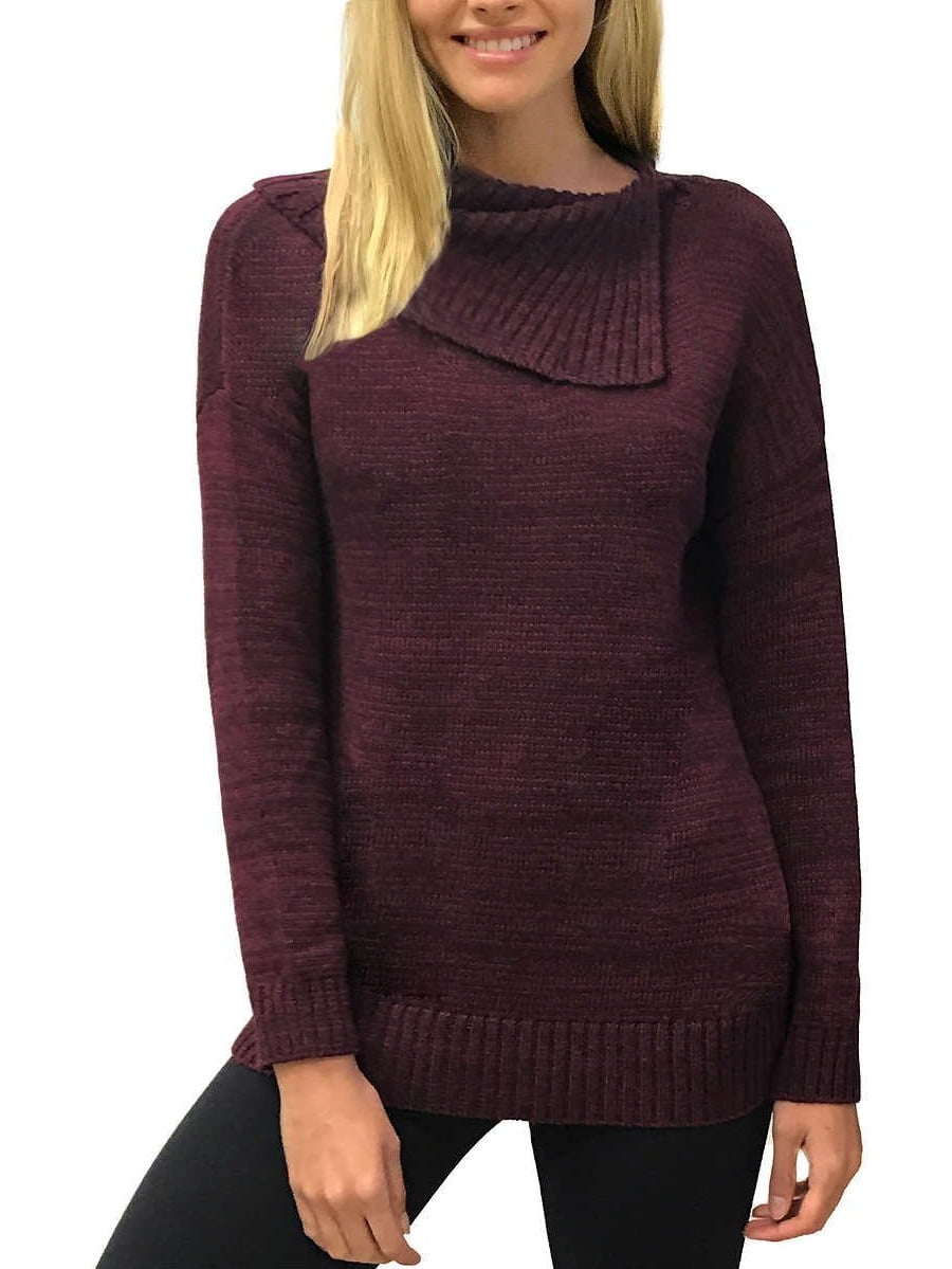 Matty M Womens Envelope Neck Knit Sweater Top (Wine, Medium) - Walmart.com