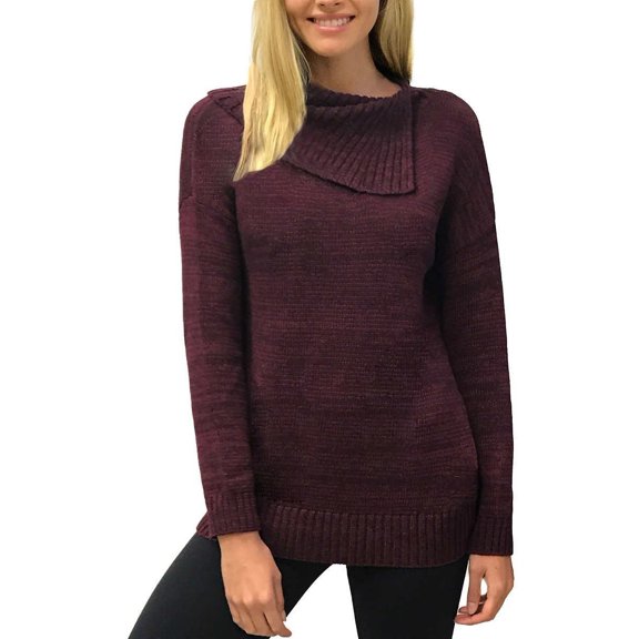 Matty M Womens Envelope Neck Knit Sweater Top (Wine, Medium)