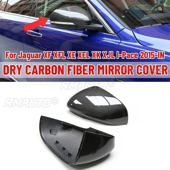 Real Dry Carbon Fiber Car Side Mirror Cover Replacement RearView Mirror Cover For Jaguar XF XFL XE XEL XK XJL I-Pace 2015-IN