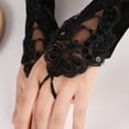 thumbnail image 4 of Guardurnaity Guantes sin dedos para bodas y fiestas Textura de alta gama y exquisitos guantes de novia artesanales Accesorios de disfraces Negro, 4 of 6